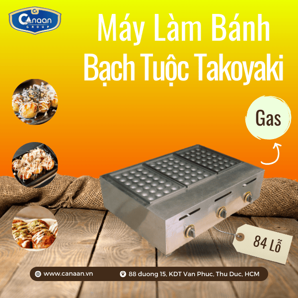 Máy Bánh Bạch Tuộc Takoyaki 84 Lỗ Dùng Gas